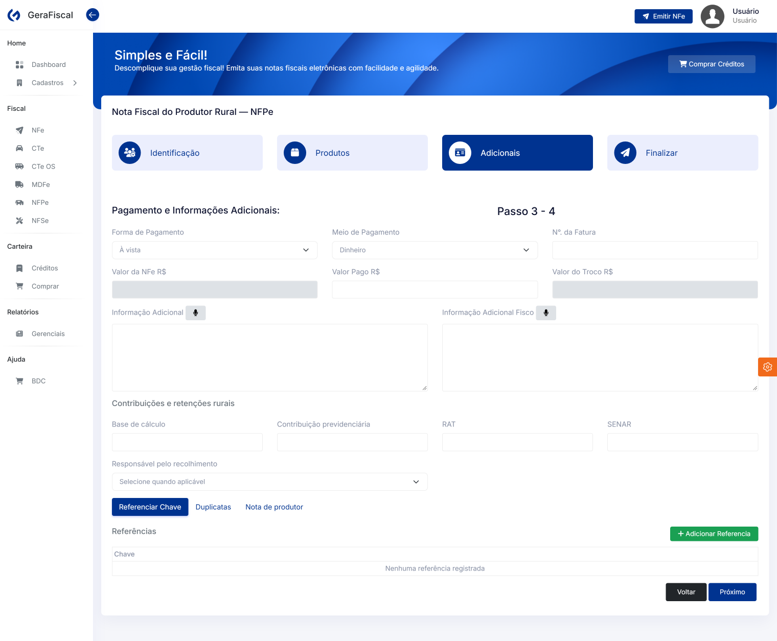 Passo 3, Adicionais da NFPe